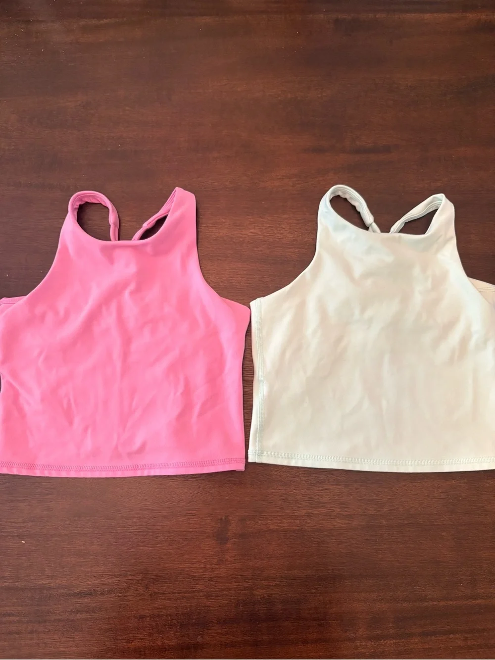 Old Navy Girls Pink and Cream Racerback Tank Tops